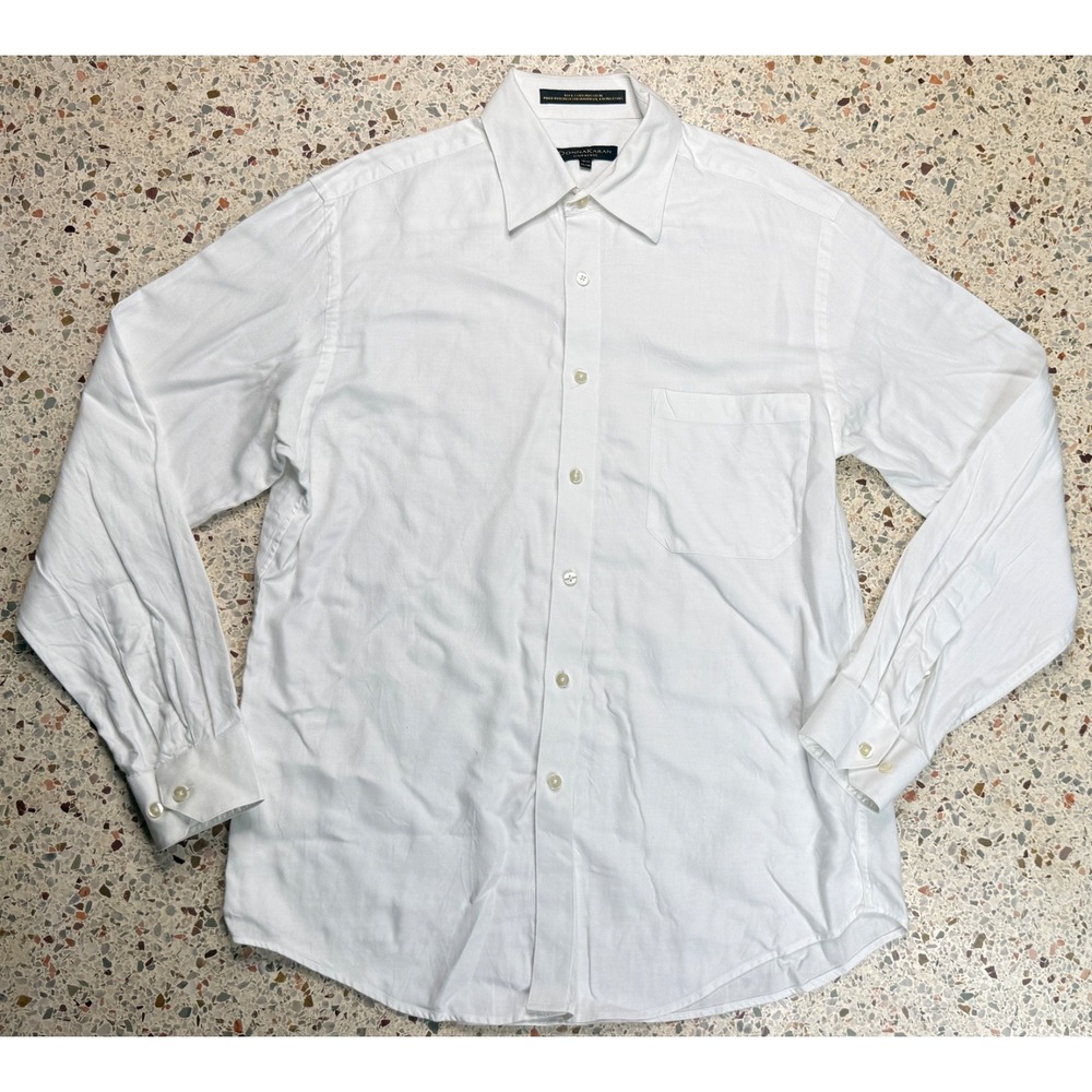 Donna Karan Signature Vtg Men's White Long Sleeve Dress Shirt Size 15.5 - 34/35